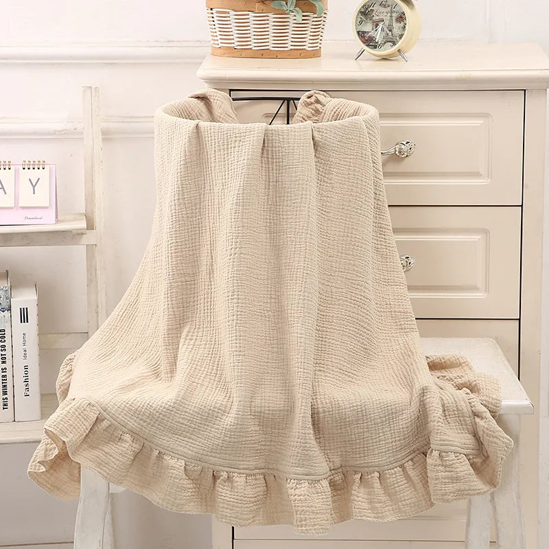 couverture d'emmaillotage- INS Ruffled Muslin Baby Swaddle™