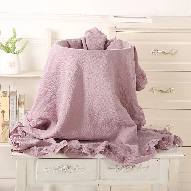 couverture d'emmaillotage- INS Ruffled Muslin Baby Swaddle™