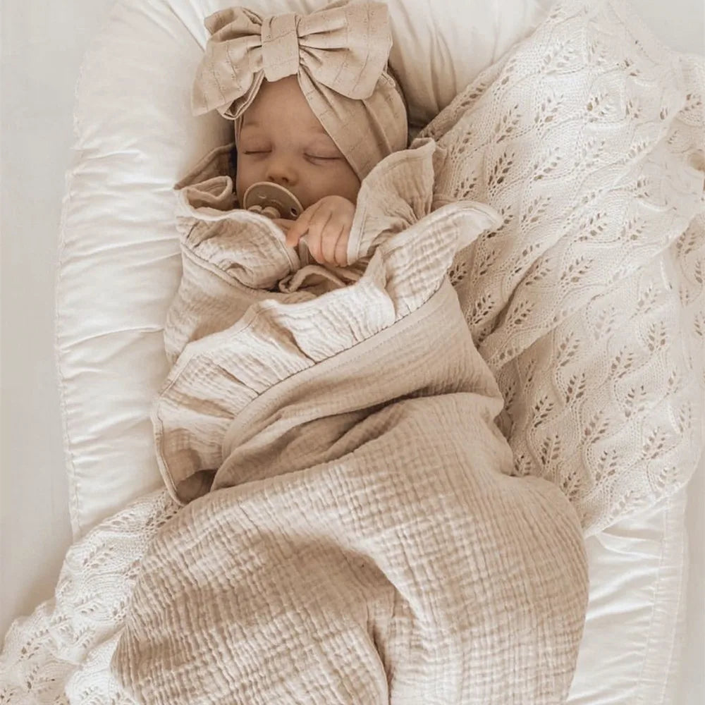 couverture d'emmaillotage- INS Ruffled Muslin Baby Swaddle™