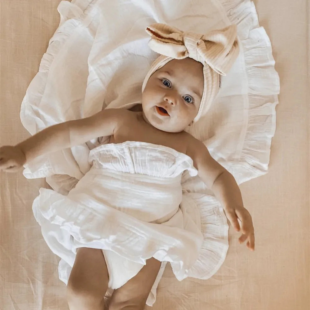 couverture d'emmaillotage- INS Ruffled Muslin Baby Swaddle™