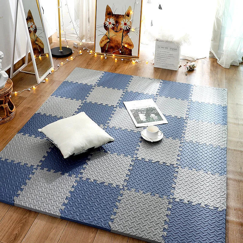 tapis d'éveil - 8-16pcs-Baby-Puzzle™ Gris et cyan