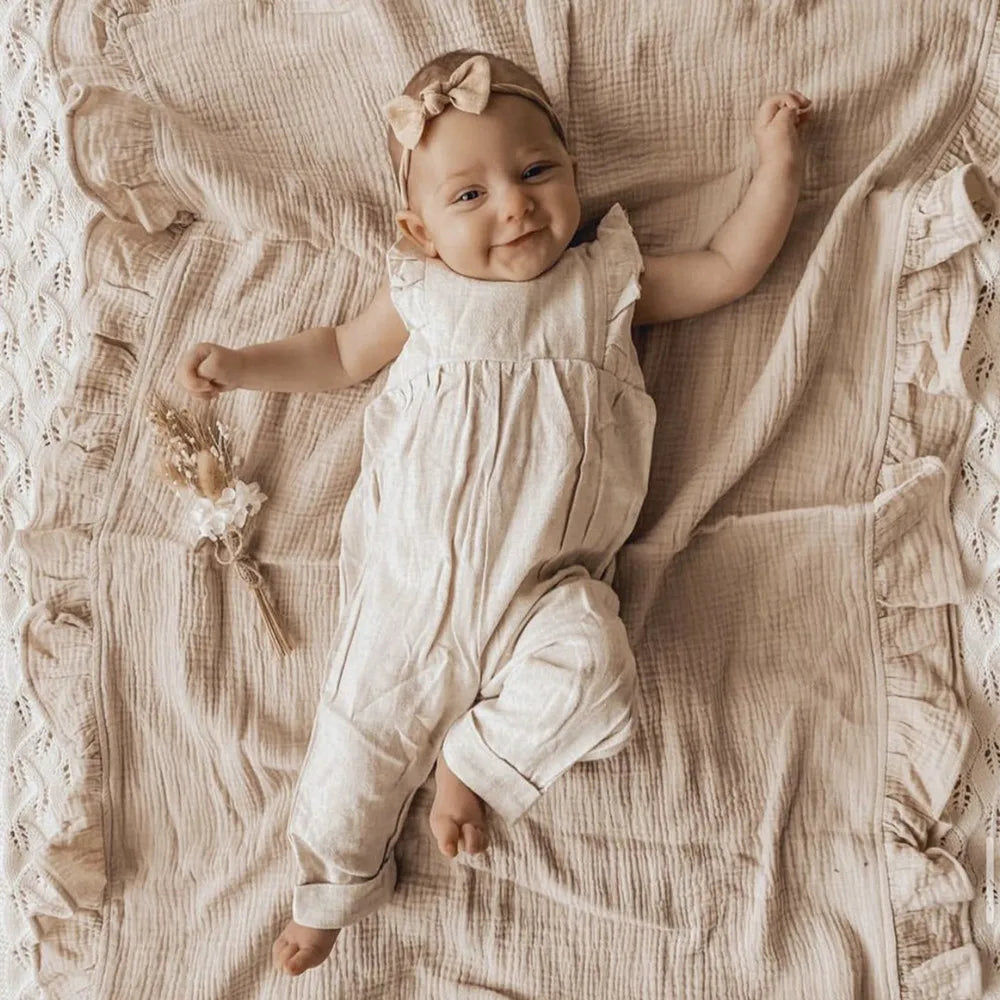 couverture d'emmaillotage- INS Ruffled Muslin Baby Swaddle™