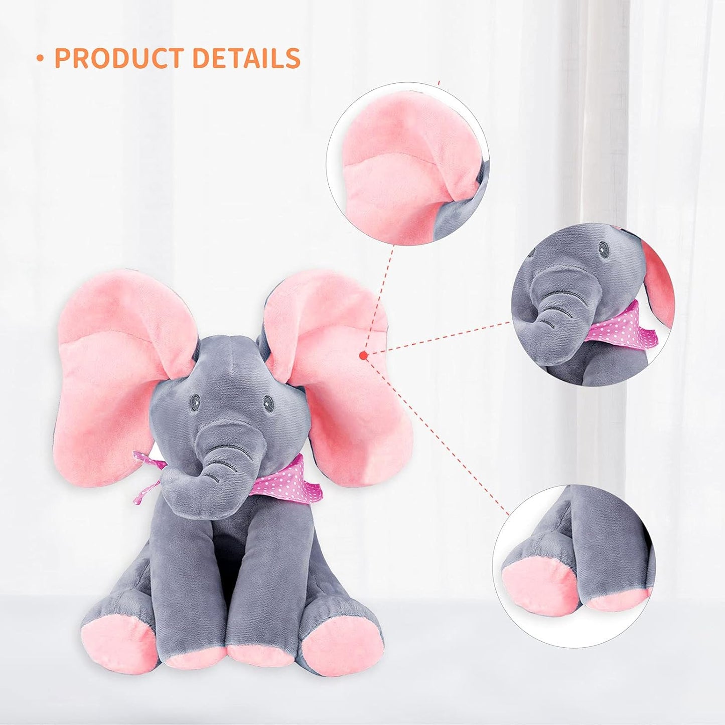 Éléphant animé - Éléphant en peluche animé chantant avec oreilles mobiles