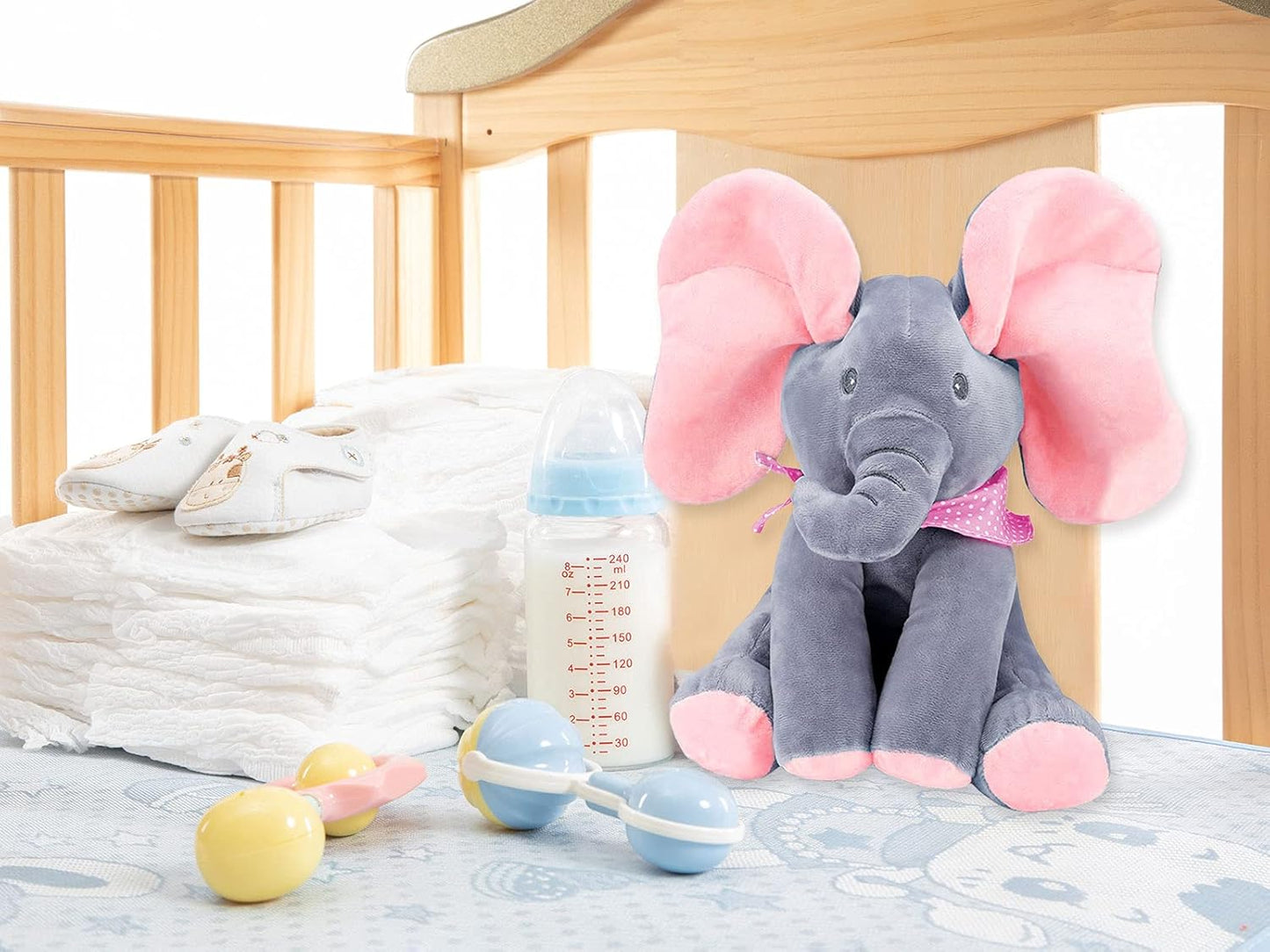 Éléphant animé - Éléphant en peluche animé chantant avec oreilles mobiles